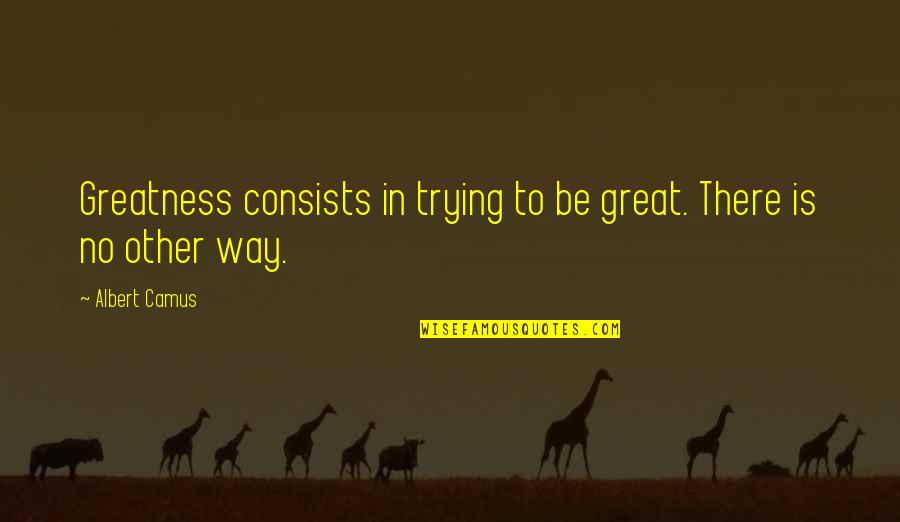Infidelity Love Quotes By Albert Camus: Greatness consists in trying to be great. There