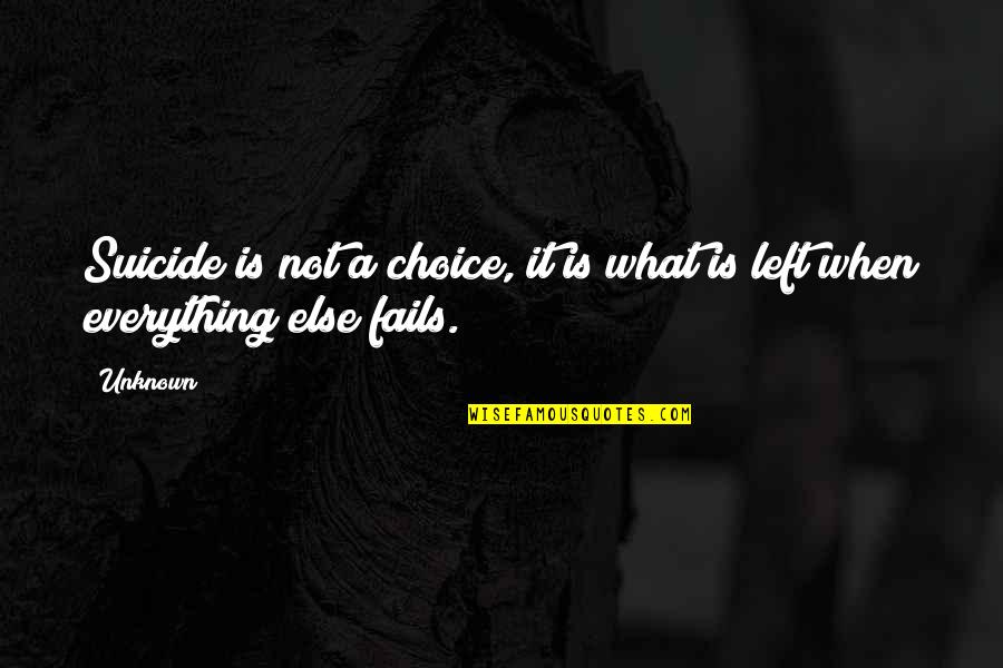 Infinitamente Mais Quotes By Unknown: Suicide is not a choice, it is what
