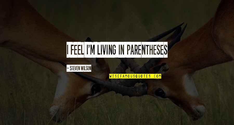 Infinite Jest Single Quotes By Steven Wilson: I feel I'm living in parentheses