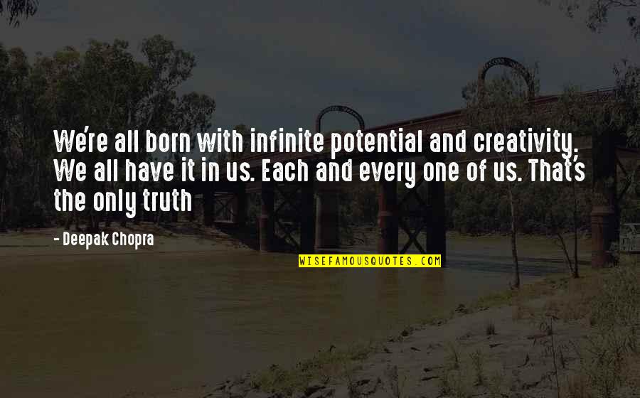 Infinite Potential Quotes By Deepak Chopra: We're all born with infinite potential and creativity.