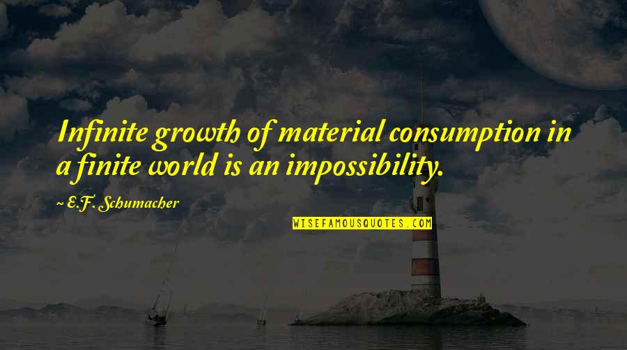 Infinite World Quotes By E.F. Schumacher: Infinite growth of material consumption in a finite