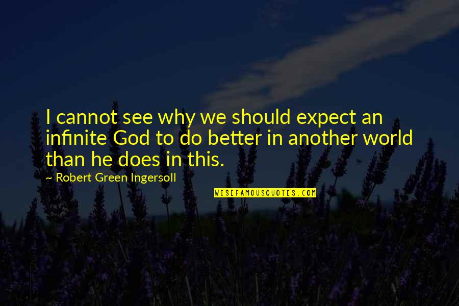 Infinite World Quotes By Robert Green Ingersoll: I cannot see why we should expect an