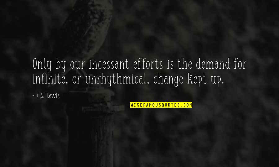 Infinite's Quotes By C.S. Lewis: Only by our incessant efforts is the demand