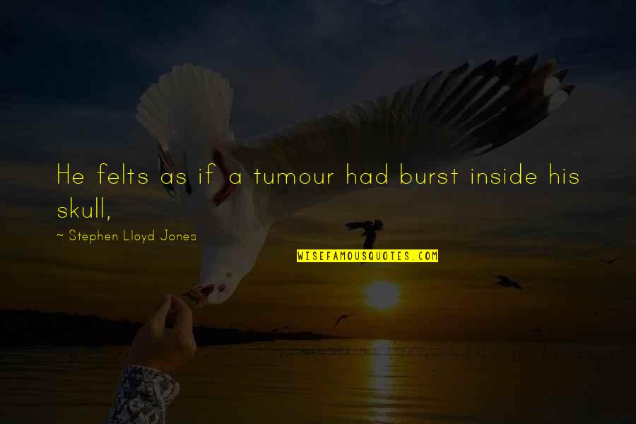 Infinitesimal Quotes By Stephen Lloyd Jones: He felts as if a tumour had burst