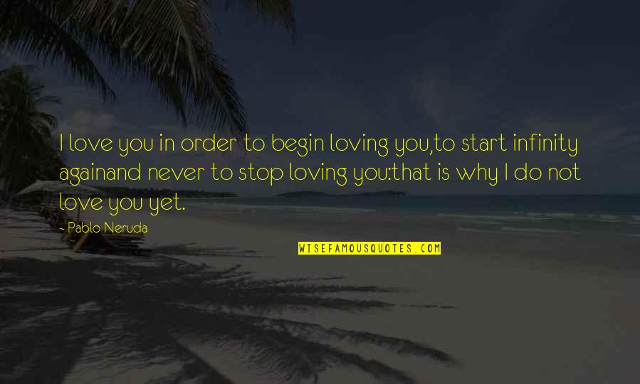 Infinity And Love Quotes By Pablo Neruda: I love you in order to begin loving