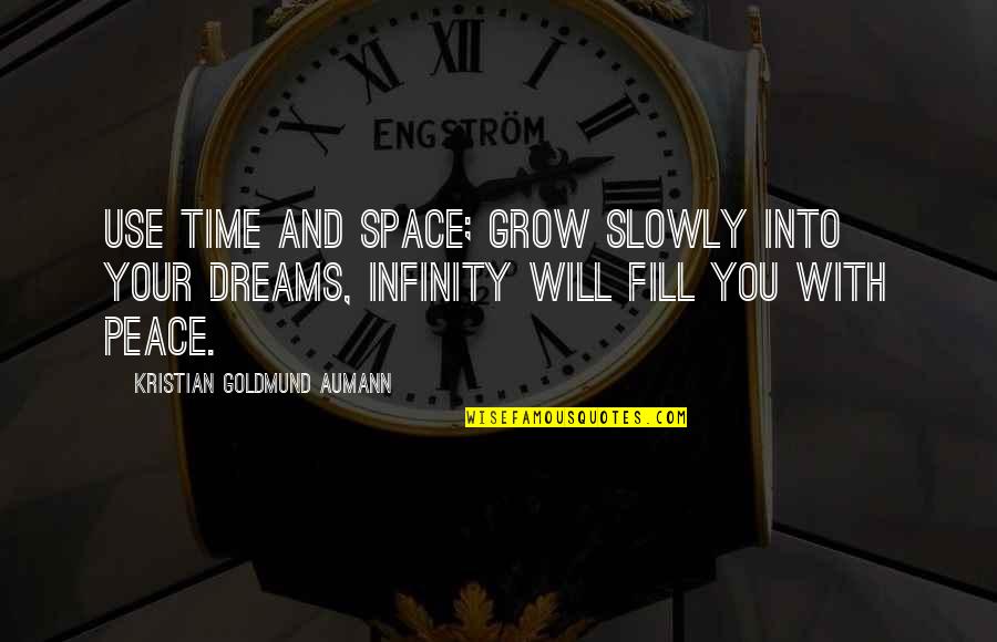 Infinity Of Space Quotes By Kristian Goldmund Aumann: Use time and space; grow slowly into your