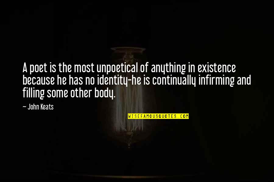 Infirming Quotes By John Keats: A poet is the most unpoetical of anything Infirming Quotes By John Keats: A poet is the most unpoetical of anything