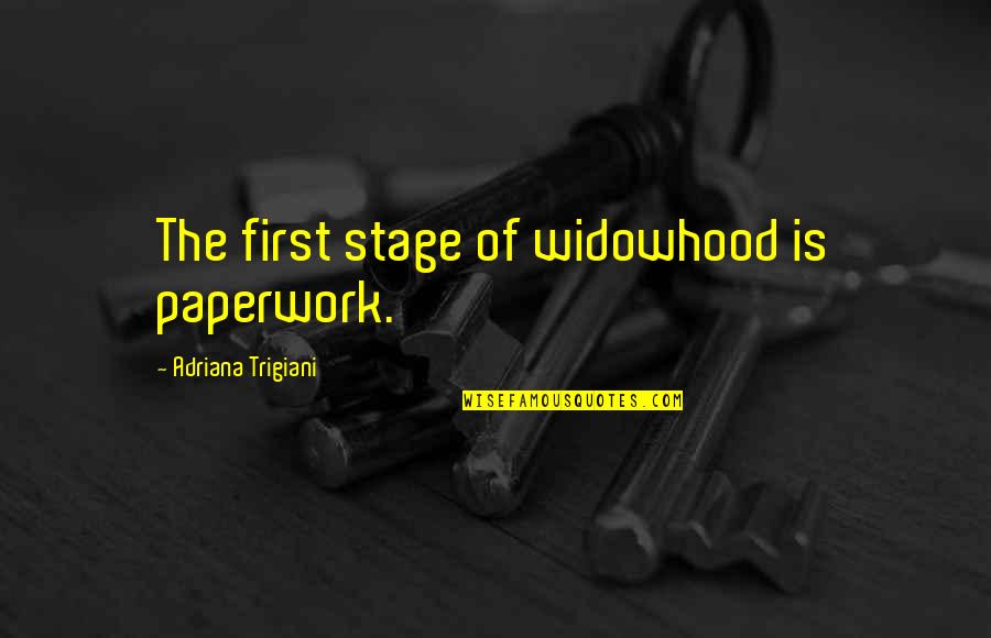 Inflaming Quotes By Adriana Trigiani: The first stage of widowhood is paperwork.