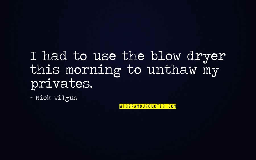 Inflates As Expenses Quotes By Nick Wilgus: I had to use the blow dryer this