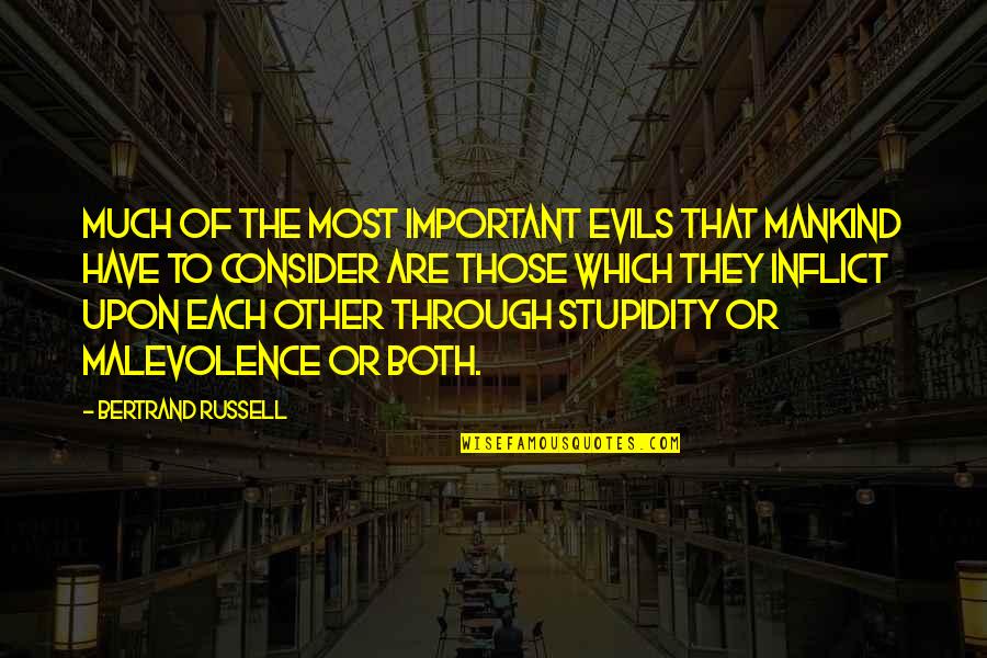 Inflict Quotes By Bertrand Russell: Much of the most important evils that mankind Inflict Quotes By Bertrand Russell: Much of the most important evils that mankind