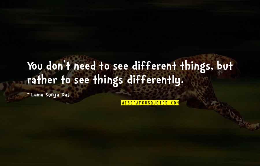 Inflicted Pain Quotes By Lama Surya Das: You don't need to see different things, but