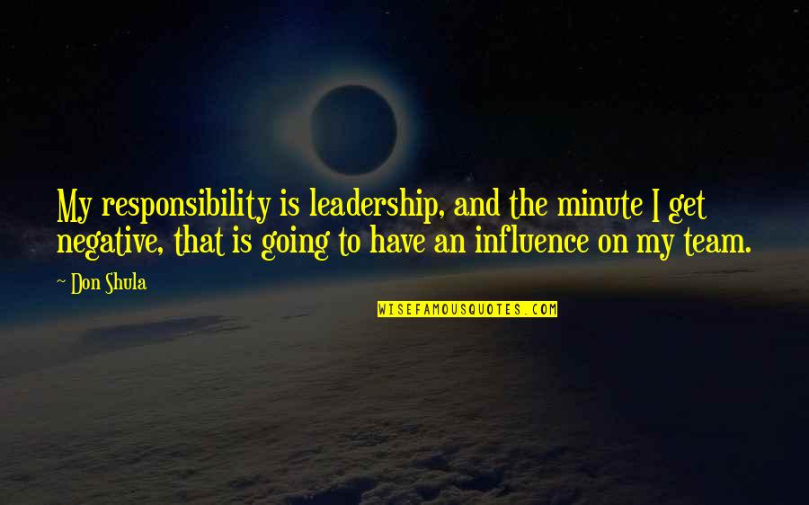 Influence And Leadership Quotes By Don Shula: My responsibility is leadership, and the minute I