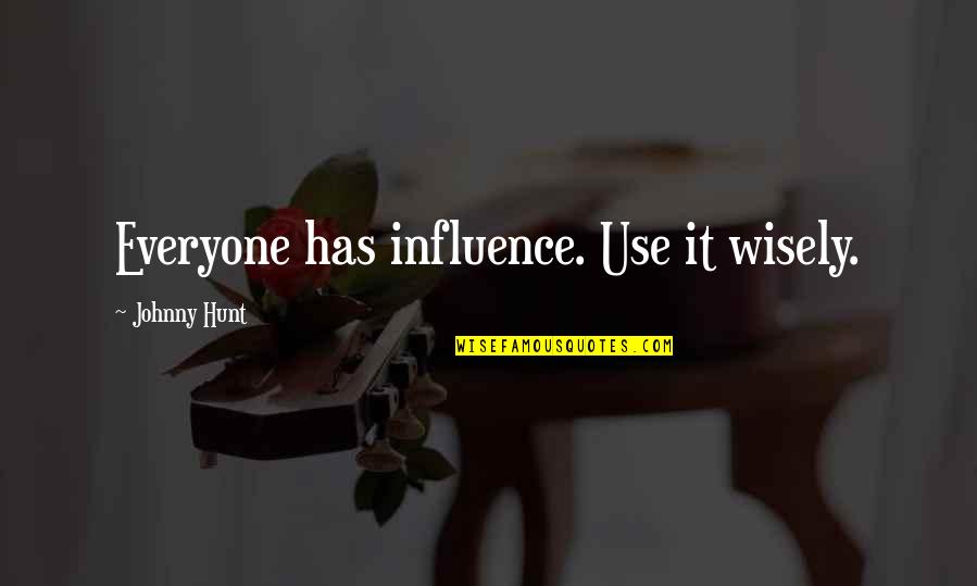 Influence And Leadership Quotes By Johnny Hunt: Everyone has influence. Use it wisely.