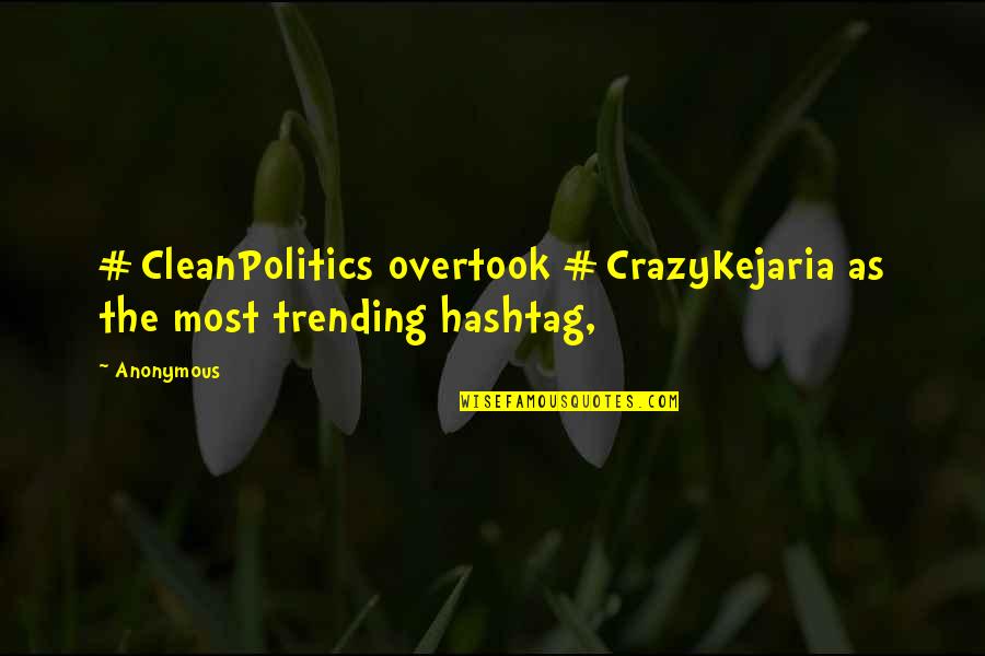 Informatica Command Task Double Quotes By Anonymous: #CleanPolitics overtook #CrazyKejaria as the most trending hashtag,