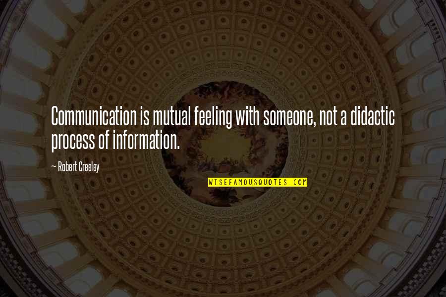 Information And Communication Quotes By Robert Creeley: Communication is mutual feeling with someone, not a