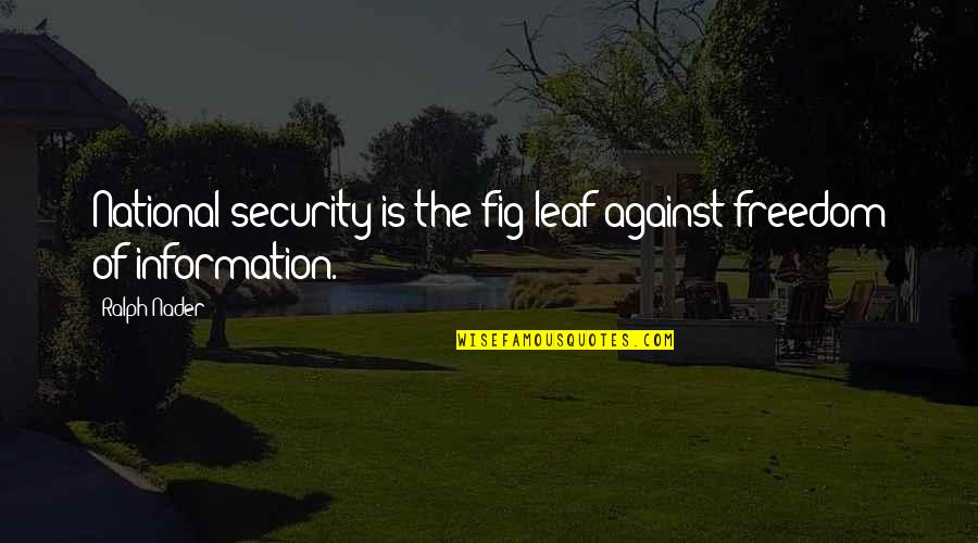 Information Security Quotes By Ralph Nader: National security is the fig leaf against freedom