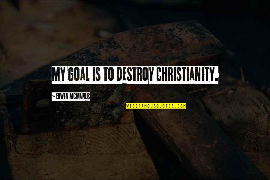 Inframan Memes Quotes By Erwin McManus: My goal is to destroy Christianity. Inframan Memes Quotes By Erwin McManus: My goal is to destroy Christianity.