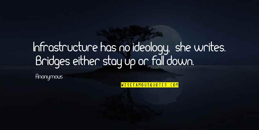 Infrastructure Quotes By Anonymous: Infrastructure has no ideology," she writes. "Bridges either