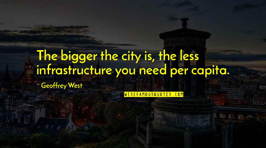 Infrastructure Quotes By Geoffrey West: The bigger the city is, the less infrastructure