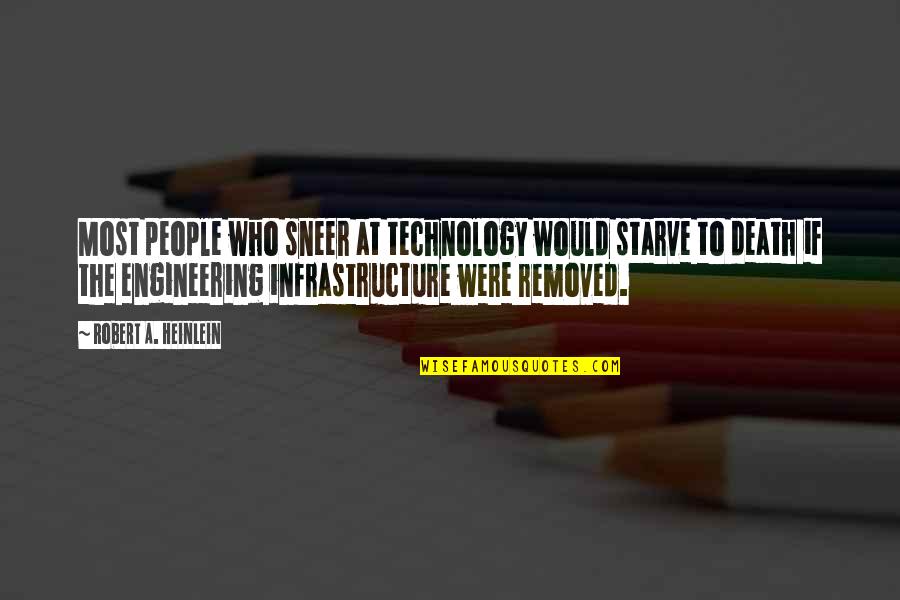 Infrastructure Quotes By Robert A. Heinlein: Most people who sneer at technology would starve