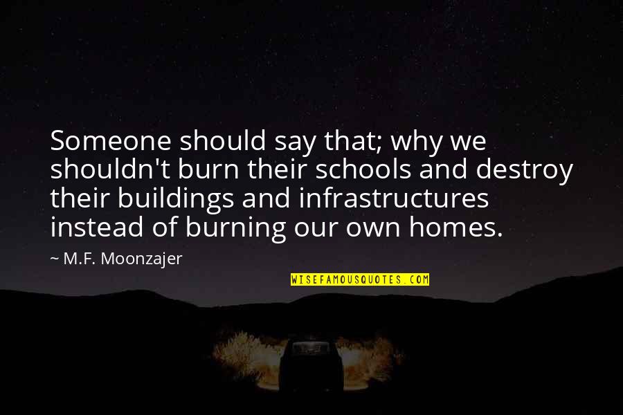 Infrastructures Quotes By M.F. Moonzajer: Someone should say that; why we shouldn't burn