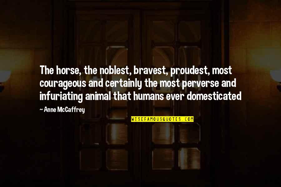 Infuriating Quotes By Anne McCaffrey: The horse, the noblest, bravest, proudest, most courageous Infuriating Quotes By Anne McCaffrey: The horse, the noblest, bravest, proudest, most courageous