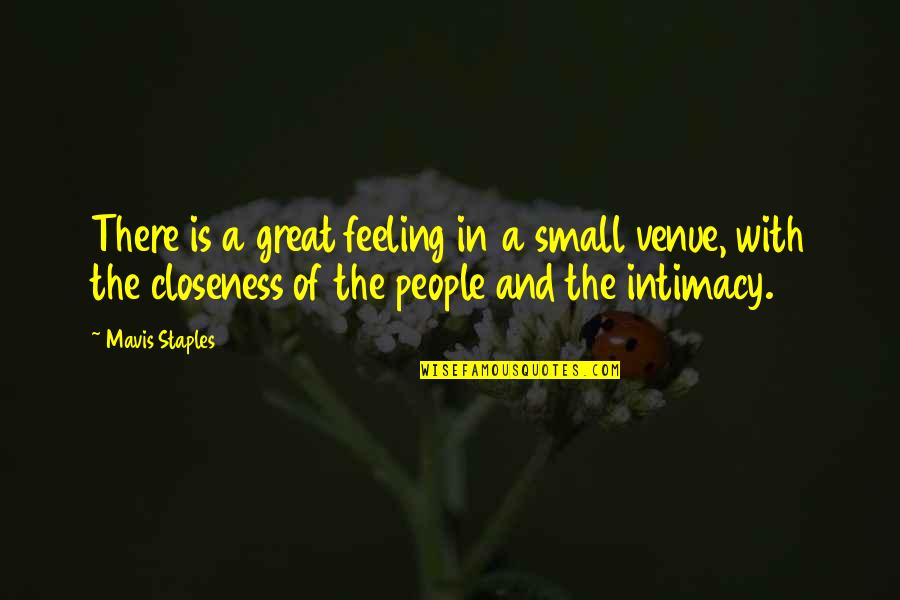 Ingegno Artist Quotes By Mavis Staples: There is a great feeling in a small