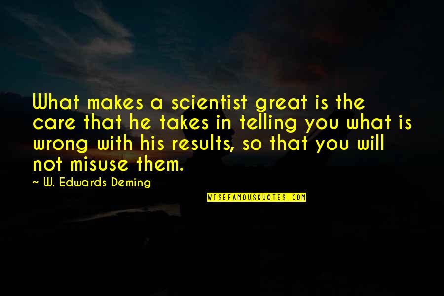 Ingeniosa Significado Quotes By W. Edwards Deming: What makes a scientist great is the care