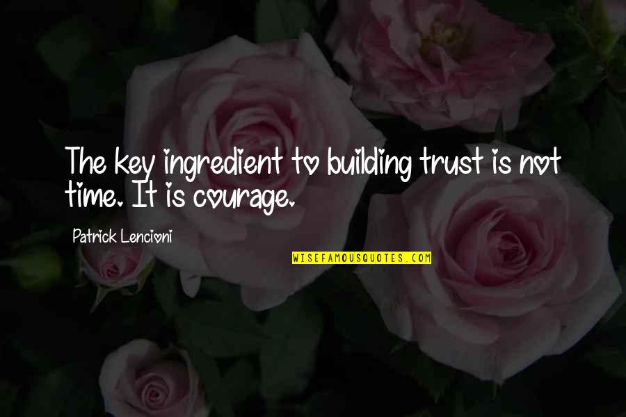 Ingredient Quotes By Patrick Lencioni: The key ingredient to building trust is not Ingredient Quotes By Patrick Lencioni: The key ingredient to building trust is not