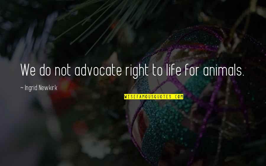 Ingrid Peta Quotes By Ingrid Newkirk: We do not advocate right to life for