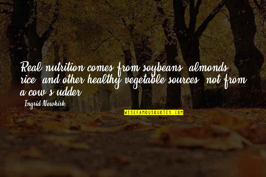 Ingrid's Quotes By Ingrid Newkirk: Real nutrition comes from soybeans, almonds, rice, and Ingrid's Quotes By Ingrid Newkirk: Real nutrition comes from soybeans, almonds, rice, and