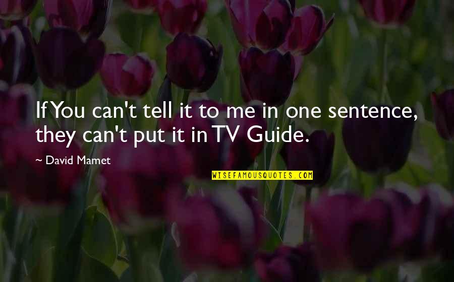 Inhabitant Quotes By David Mamet: If You can't tell it to me in