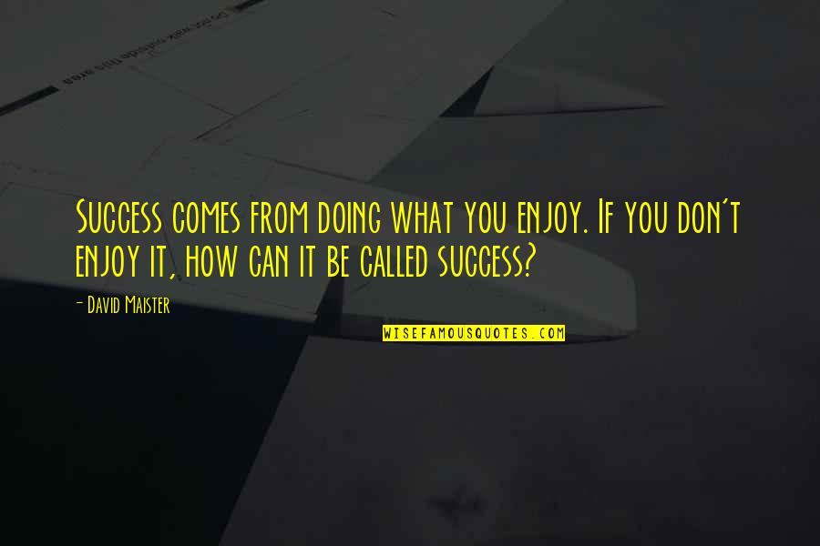 Inicialmente Significado Quotes By David Maister: Success comes from doing what you enjoy. If Inicialmente Significado Quotes By David Maister: Success comes from doing what you enjoy. If
