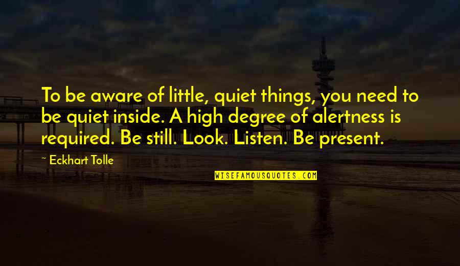 Inini Quotes By Eckhart Tolle: To be aware of little, quiet things, you