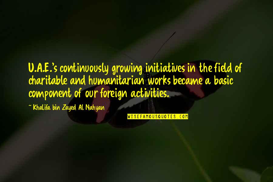 Initiatives Quotes By Khalifa Bin Zayed Al Nahyan: U.A.E.'s continuously growing initiatives in the field of