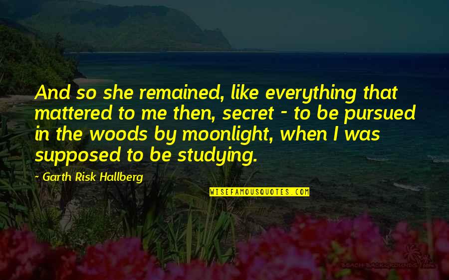 Initiatory Quotes By Garth Risk Hallberg: And so she remained, like everything that mattered