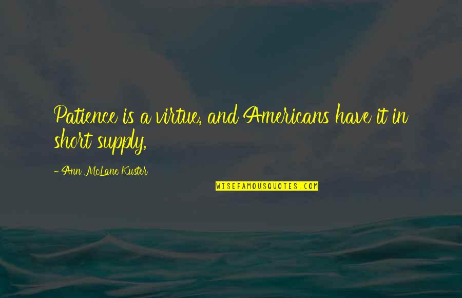 Inizio Charlotte Quotes By Ann McLane Kuster: Patience is a virtue, and Americans have it Inizio Charlotte Quotes By Ann McLane Kuster: Patience is a virtue, and Americans have it