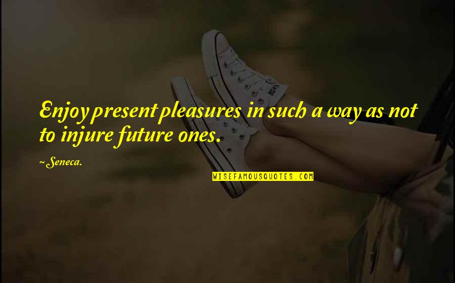 Injure Quotes By Seneca.: Enjoy present pleasures in such a way as