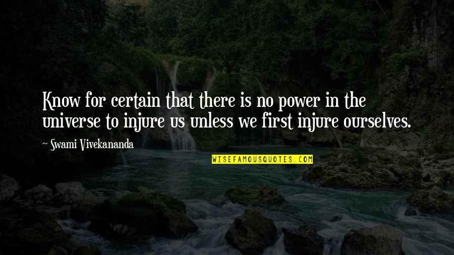 Injure Quotes By Swami Vivekananda: Know for certain that there is no power