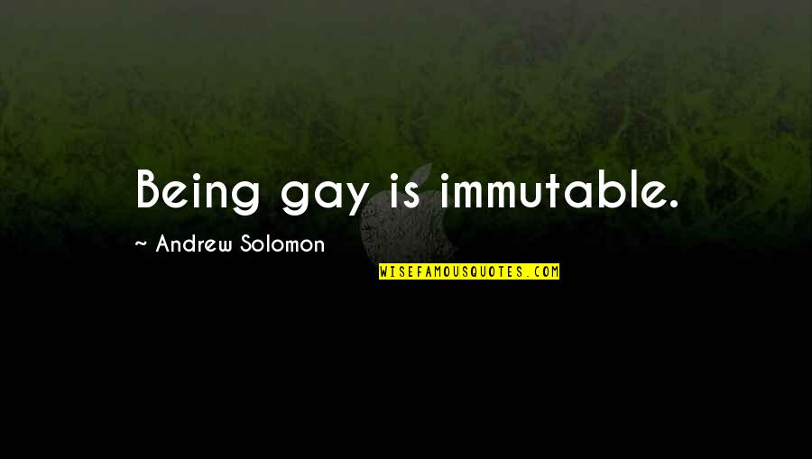 Injured Soccer Quotes By Andrew Solomon: Being gay is immutable.