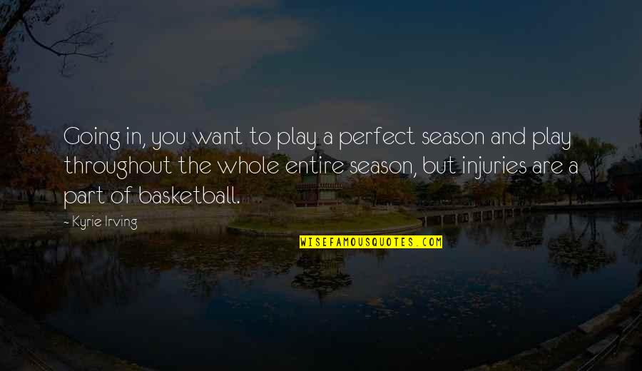 Injuries Quotes By Kyrie Irving: Going in, you want to play a perfect