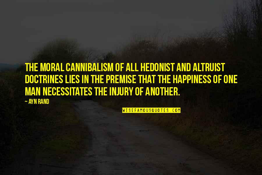Injury Quotes By Ayn Rand: The moral cannibalism of all hedonist and altruist
