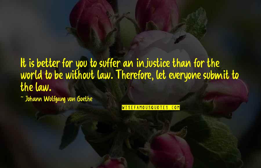 Injustice In The World Quotes By Johann Wolfgang Von Goethe: It is better for you to suffer an