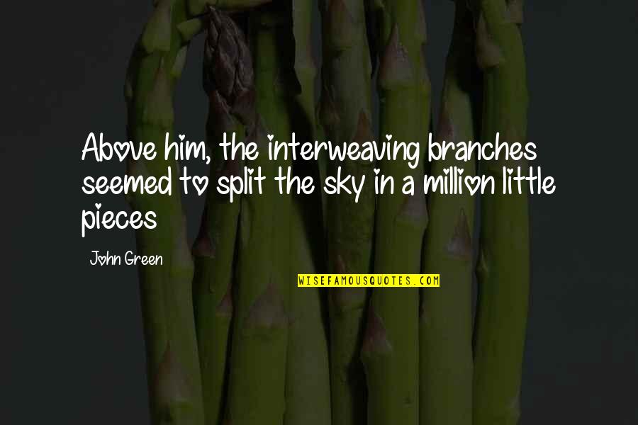 Inmitten Diet Quotes By John Green: Above him, the interweaving branches seemed to split Inmitten Diet Quotes By John Green: Above him, the interweaving branches seemed to split