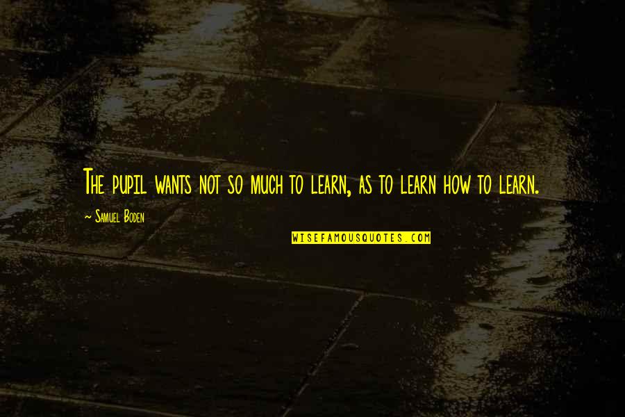 Inmorales Significa Quotes By Samuel Boden: The pupil wants not so much to learn,