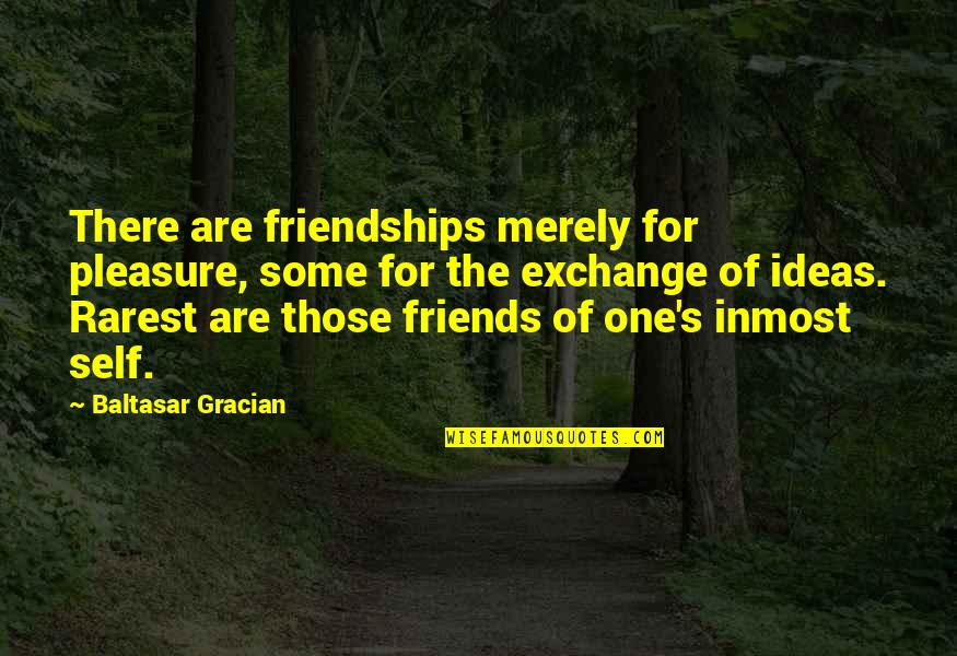 Inmost Quotes By Baltasar Gracian: There are friendships merely for pleasure, some for