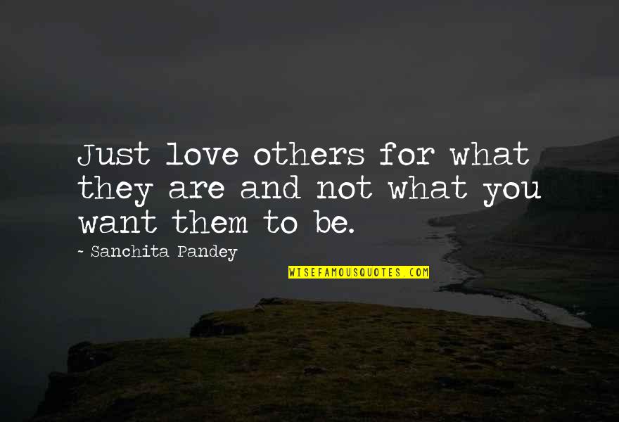 Inmovable Quotes By Sanchita Pandey: Just love others for what they are and