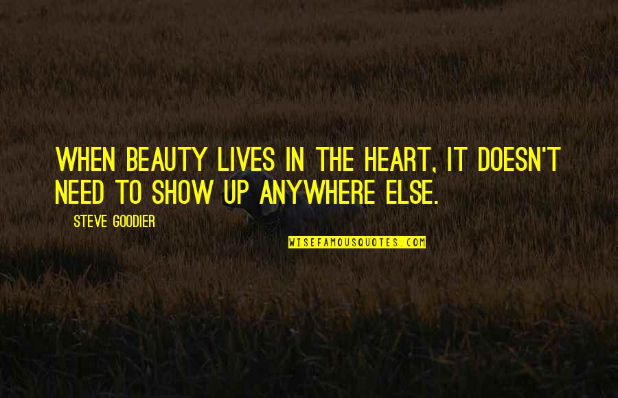 Inner Beauty And Peace Quotes By Steve Goodier: When beauty lives in the heart, it doesn't