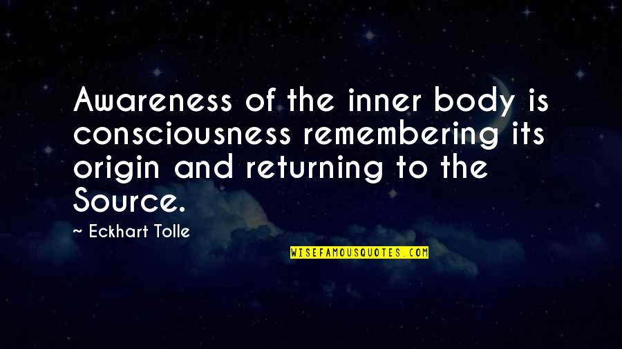 Inner Body Quotes By Eckhart Tolle: Awareness of the inner body is consciousness remembering Inner Body Quotes By Eckhart Tolle: Awareness of the inner body is consciousness remembering