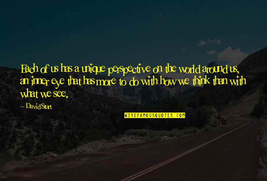 Inner Eye Quotes By David Sturt: Each of us has a unique perspective on Inner Eye Quotes By David Sturt: Each of us has a unique perspective on